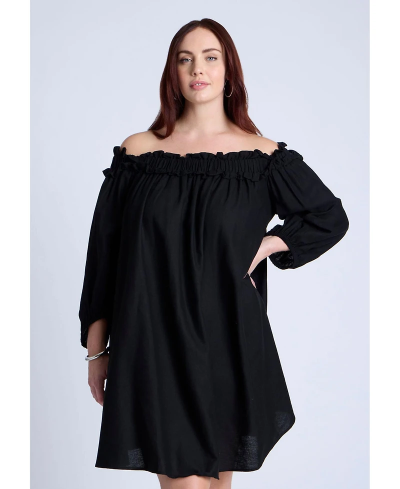 Eloquii Women's Ruffle Neckline Mini Dress