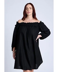 Eloquii Women's Ruffle Neckline Mini Dress