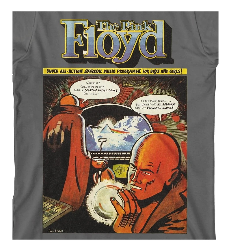 Pink Floyd Boys Dark Side Of The Moon Comic Art Charcoal T-shirt-Medium