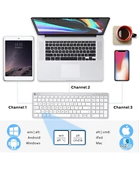 Rechargeable Bluetooth Keyboard, BKA26S Multi Device Keyboard Bluetooth 5.1 with Number Pad Ergonomic Design