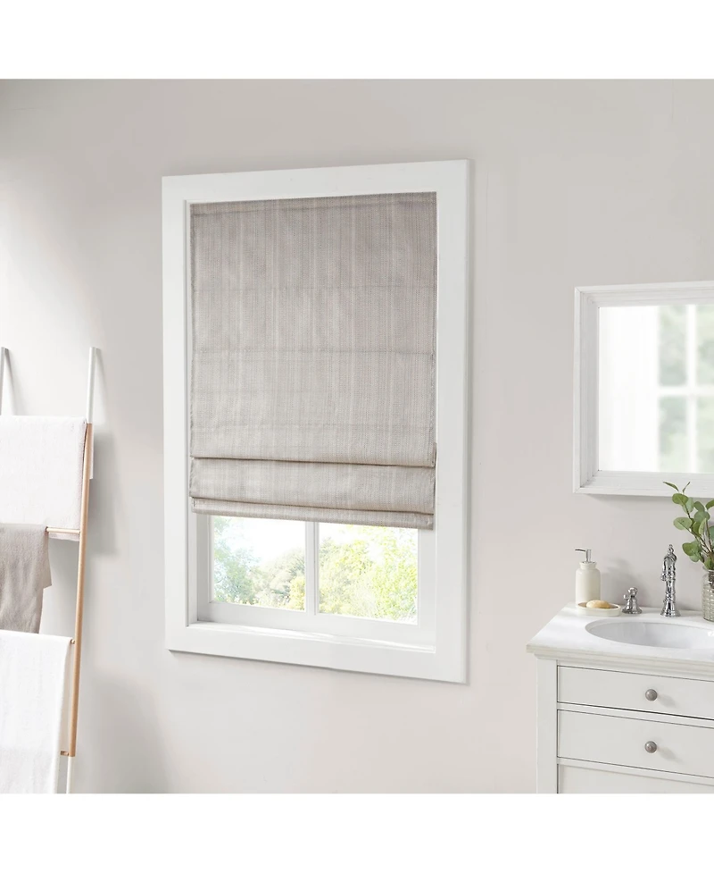 Basketweave Room Darkening Cordless Roman Shade, Single Panel for Bedroom, Thermal Insulated Window Blind Treatment for Living Room
