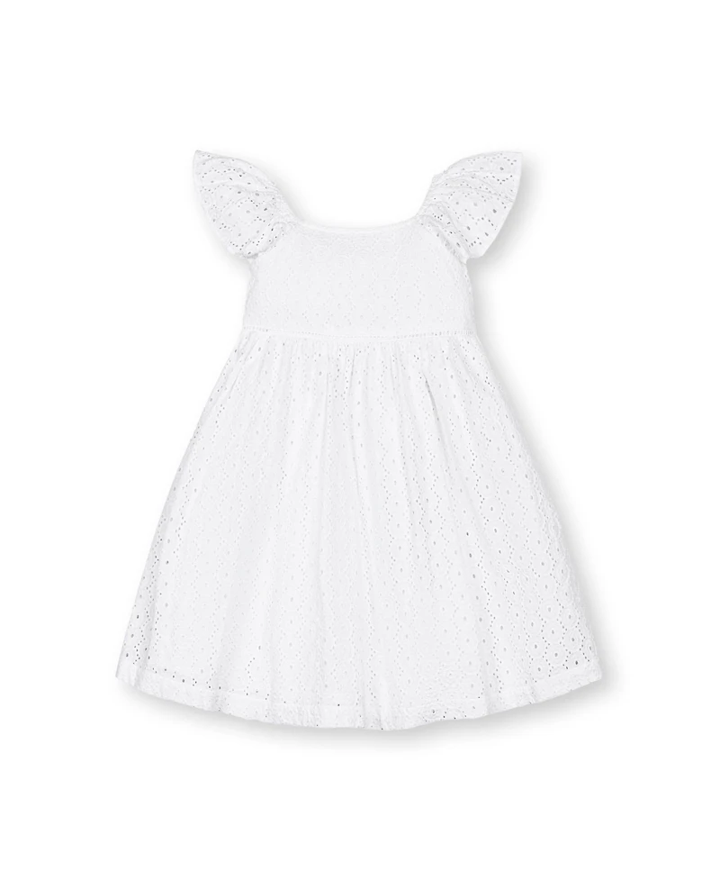 Hope & Henry Toddler Girls Flutter Sleeve Eyelet Dress