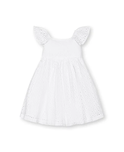 Hope & Henry Toddler Girls Flutter Sleeve Eyelet Dress