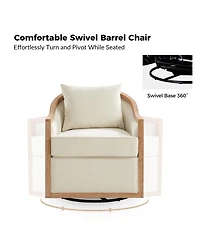 Wifred Farmhouse Rattan Solid Wood Armchair