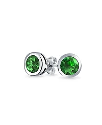 Bling Jewelry Simple Classic Bezel Set Cubic Zirconia Aaa Cz Round Solitaire Stud Earrings For Women Rose Gold Plated .925 Sterling Silver 5MM