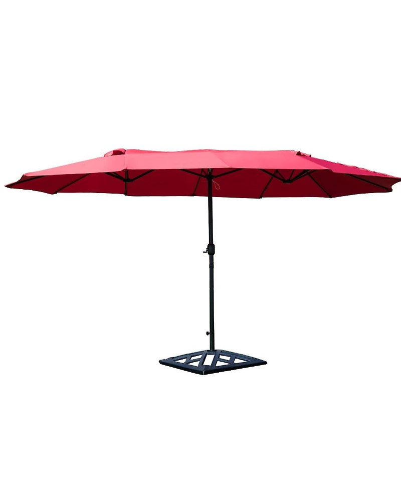 Gymax Outdoor Patio Umbrella 15' Market Umbrella Double-Sided with Crank