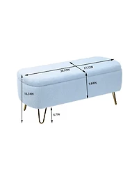 Modern Faux Fur Upholstered Storage Ottoman Bench with Metal Legs, Padded Seat for Entryway, Bedroom, or Hallway-The Pop Home