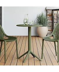 23.5" Outdoor Polypropylene Resin Round Patio Bistro Dining Table for 2