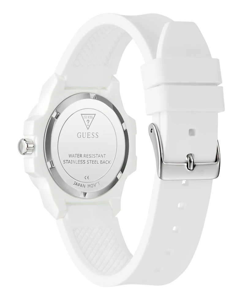 Guess Women's Analog White Silicone Watch, 34mm