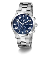 Guess Men's Chronograph Silver-Tone Stainless Steel Watch, 44mm