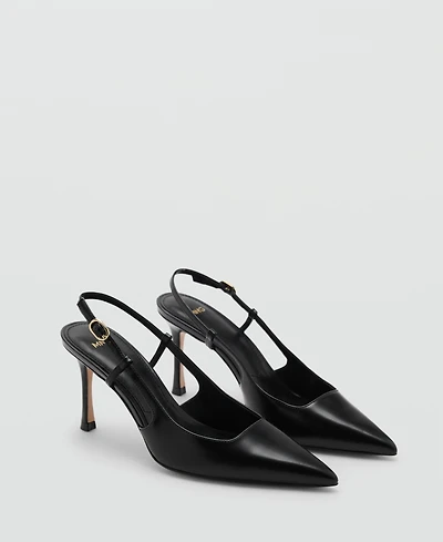 Mango Women's Pointed Toe Leather Heeled Shoes
