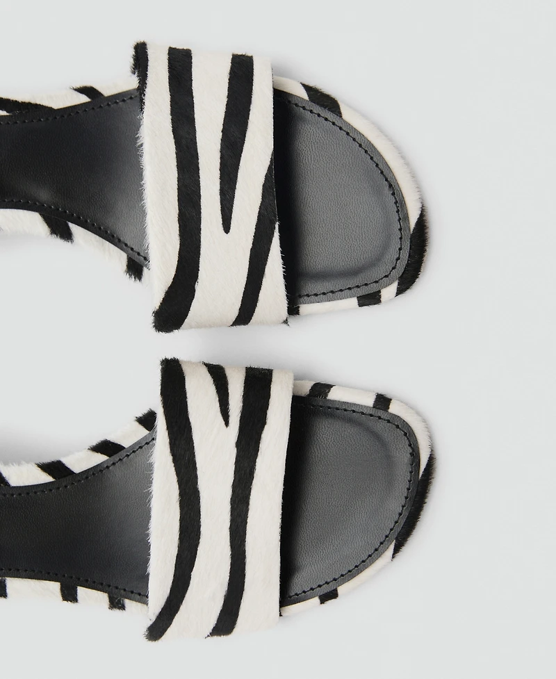 Mango Women's Zebra Hair Leather Sandals
