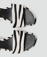 Mango Women's Zebra Hair Leather Sandals