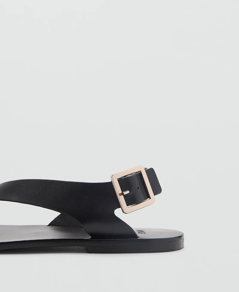 Mango Women's Cross Strap Leather Sandals