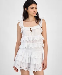 And Now This Women's Cotton Eyelet-Ruffled Tank Top