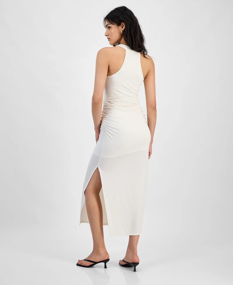 Bar Iii Women's Cowlneck Ruched Side-Slit Dress, Exclusively at Macy's
