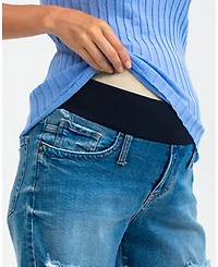 Pietro Brunelli Maternity Stretch Denim Frayed Hem Shorts
