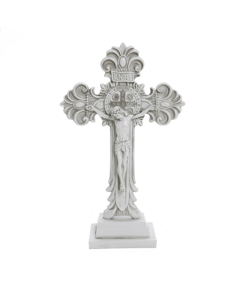 LuxenHome Off White Polyresin Holy Cross Jesus Crucifix 1.6-Feet Tall Statue