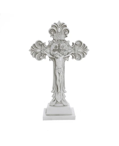 LuxenHome Off White Polyresin Holy Cross Jesus Crucifix 1.6-Feet Tall Statue