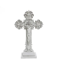 LuxenHome Off White Polyresin Holy Cross Jesus Crucifix 1.6-Feet Tall Statue