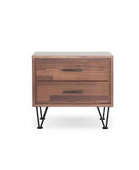 Modern Metal Bedside Table – Nightstand with Two Spacious Drawers for Bedroom Storage
