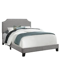 Modern Full Upholstered Bed Frame in Faux Leather with Wood Support