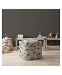 Cotton Pouf Ottoman with Floral Design – Trendy and Comfortable