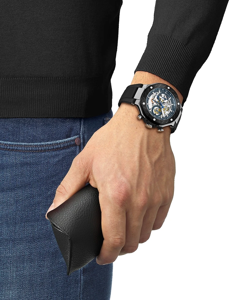 Tissot Men's Swiss Automatic Chronograph T-Race MotoGP Black Silicone Strap Watch 45mm