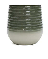 LuxenHome Emerald Ribbed Top with Ivory Bottom 27.56" Tall Resin Fountain with Lights