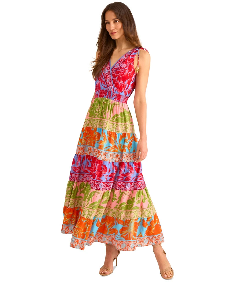 Vince Camuto Women's Printed Surplice-Neck Maxi Dress