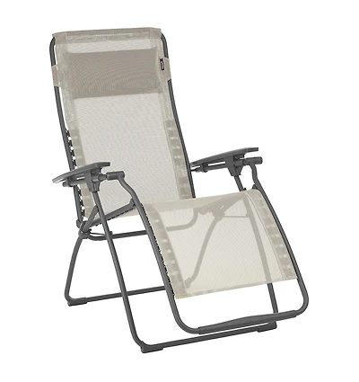 Reclining Steel Zero Gravity Chair with Cushion for Lawn Deck and Poolside
