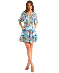 Vince Camuto Women's Tie-Neck Rickrack-Trim Tiered Dress