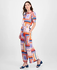 T Tahari Women's Printed Wide-Leg Pull-On Pants
