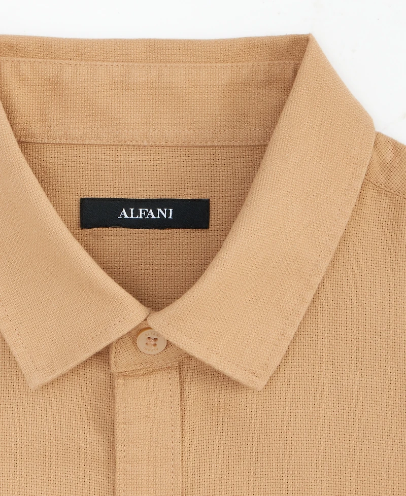 Alfani Men's Short-Sleeve Solid Textured Shirt, Created for Macy's