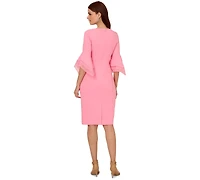 Adrianna Papell Women's Crepe Tiered-Sleeve Sheath Dress
