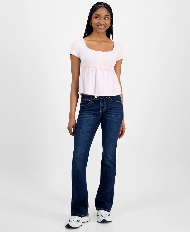 Celebrity Pink Juniors' Low-Rise Extended-Tab Bootcut Jeans
