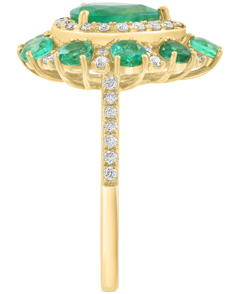 Effy Emerald (2 ct. t.w.) & Diamond (3/8 ct. t.w.) Pear Halo Statement Ring in 14k Gold
