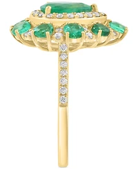 Effy Emerald (2 ct. t.w.) & Diamond (3/8 ct. t.w.) Pear Halo Statement Ring in 14k Gold
