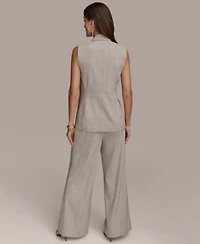 Donna Karan New York Womens Double Breasted Long Vest Wide Leg Pants