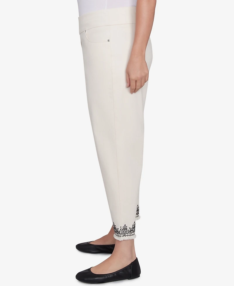 Alfred Dunner Plus Natural Instinct Classic Cuffed Medallion Pull On Ankle Pants