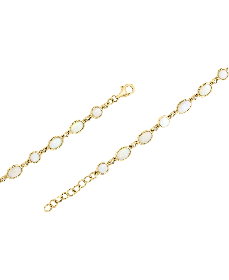 Lali Jewels Opal (6x4mm) & Diamond (1/10 ct. t.w.) Flex Bracelet in 14k Yellow Gold