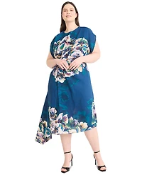 Maggy London Plus Printed Round-Neck A-Line Dress