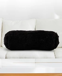 Cheer Collection Shaggy Bolster Decorative Pillow Set, 8" x 24"