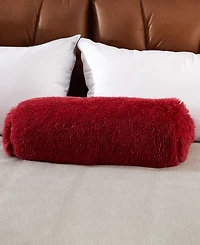 Cheer Collection Shaggy Bolster Decorative Pillow Set, 8" x 24"