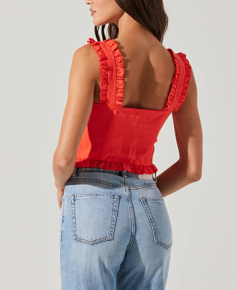 Astr the Label Women's Raelyn Ruffled Sweetheart Top