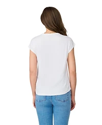 Cable & Gauge Women's Braided Crochet Trim Pleated Top