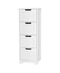 Gymax Bathroom Floor Cabinet Free-Standing Side Storage Organizer w/ 4 Drawers
