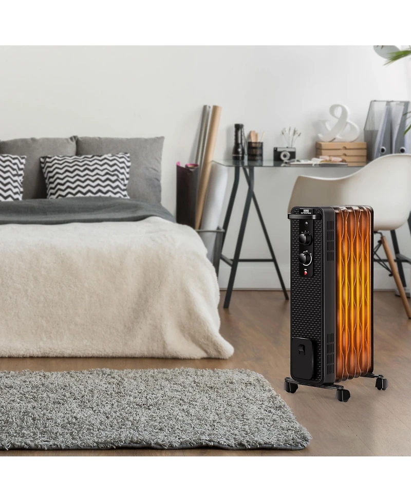 Gymax 1500W Oil Filled Radiator Space Heater w/ 3 Heating Modes White