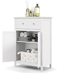 Gymax Bathroom Storage Cabinet Free Standing Large Drawer W/Adjustable Shelf