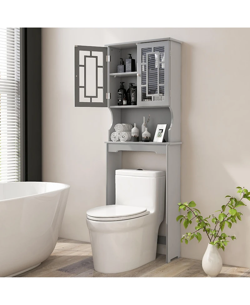 Gymax Bathroom Over The Toilet Space Saver Storage Cabinet Organizer Shelf